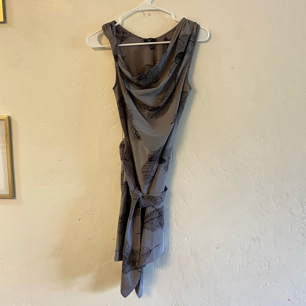 Aqua Black & Gray Printed Cowl Neck Dress Extra Small